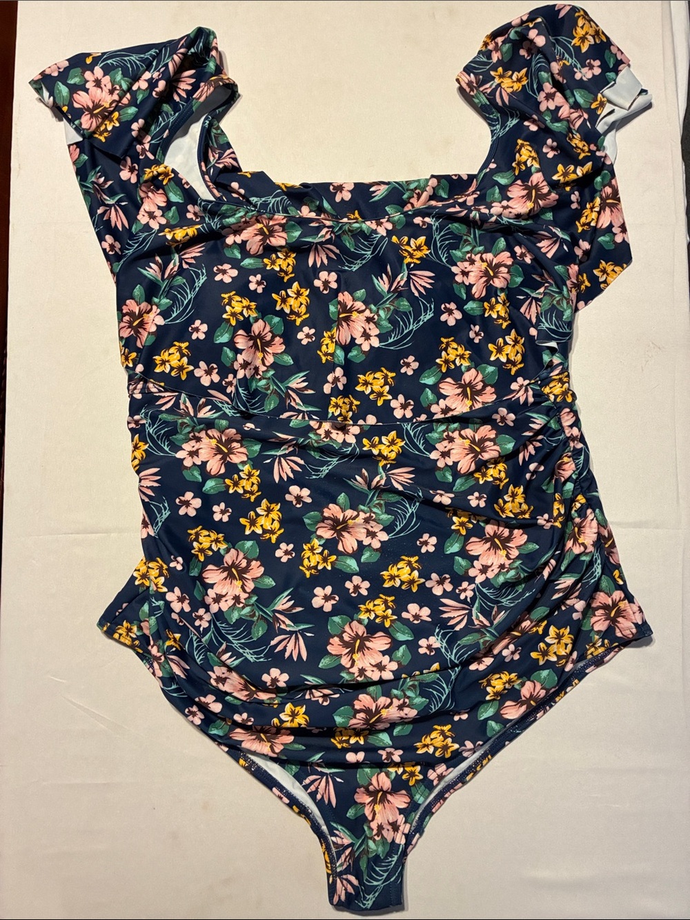Pinkblush Navy Floral One-Piece Swimsuit with Pink and Yellow Blooms